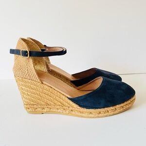 Gaimo Navy Suede Espadrille Wedge Sandals EU 41 US 10 Spain Jute Platform